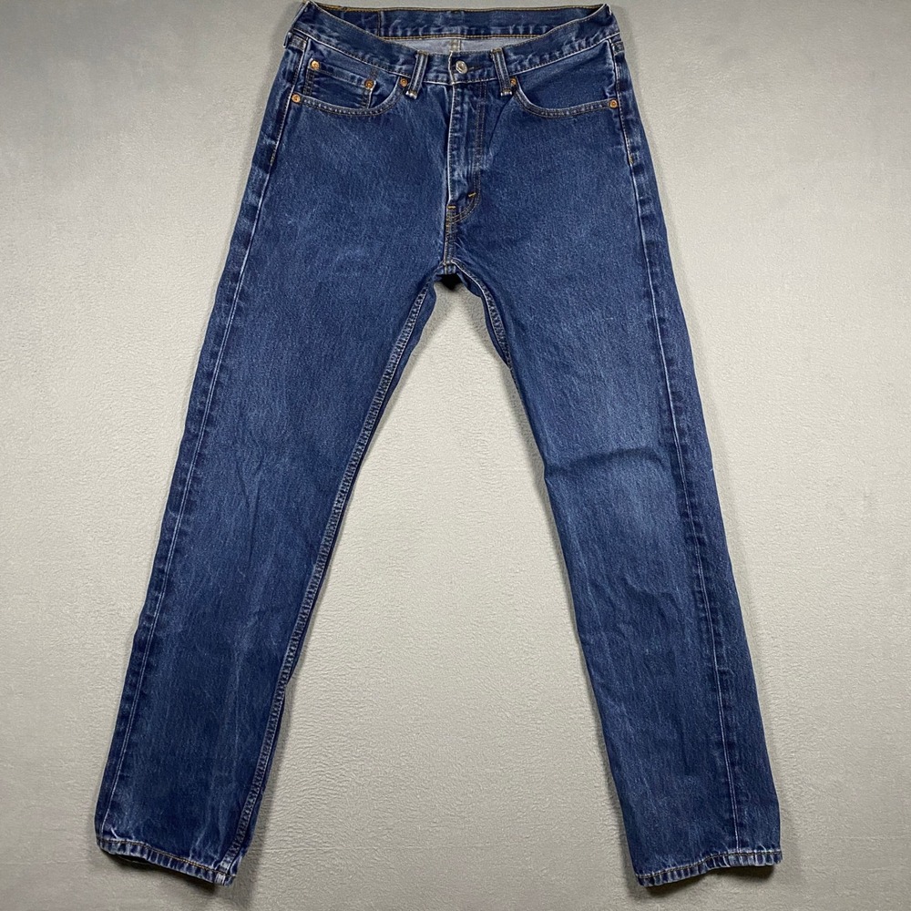 Levis 505 Regular Fit Jeans Mens 32x34 Blue Straight Leg Denim Pants 00505-0216